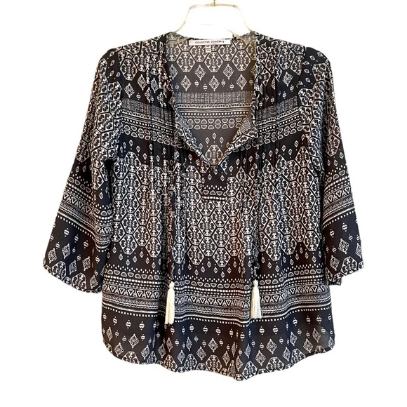 COLLECTIVE CONCEPTS, BOHO LIGHTWEIGHT, SHEER PEASANT TOP. SIZE MP - Picture 1 of 6